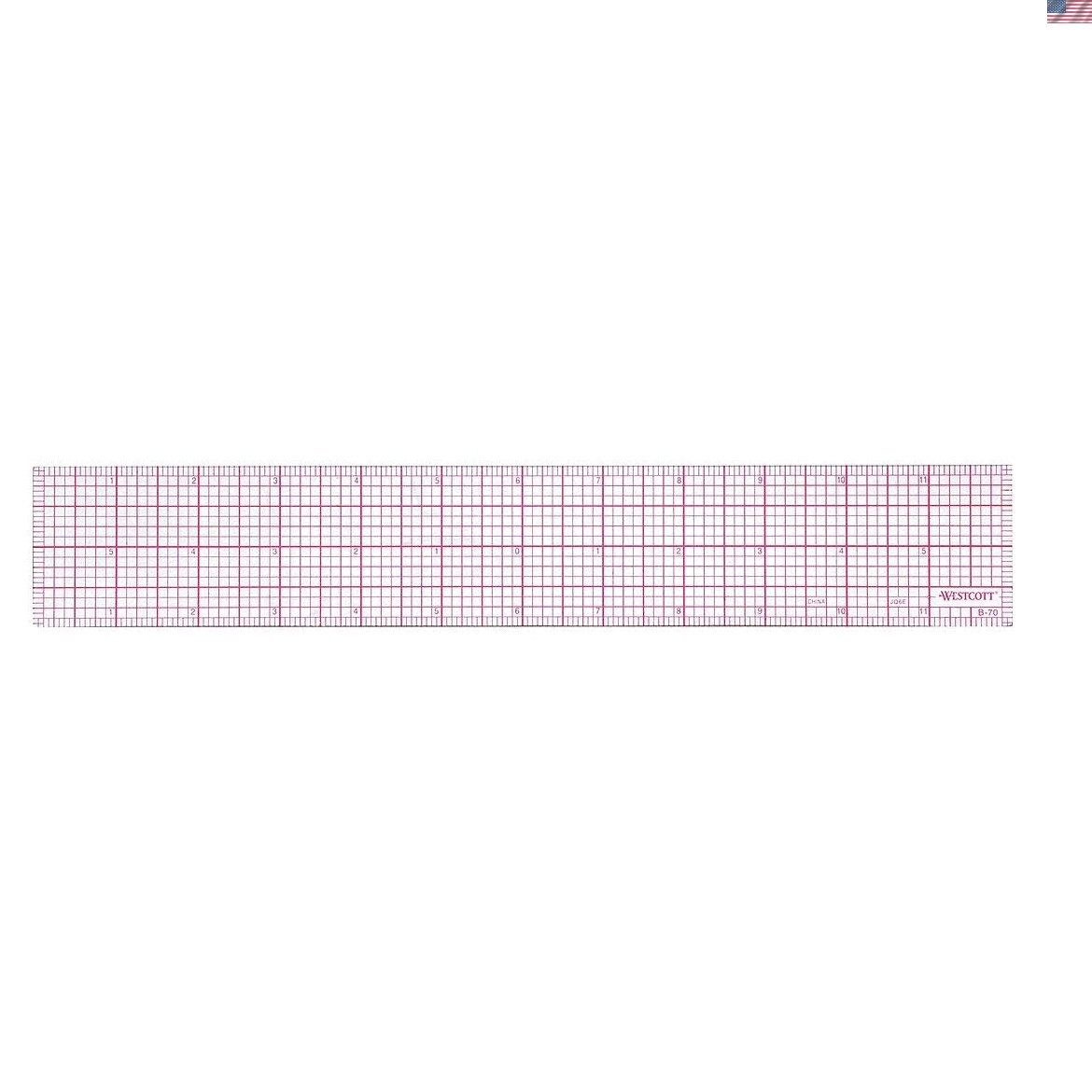 Durable 12-Inch Transparent Ruler with Beveled Edge & Zero Centering Scale