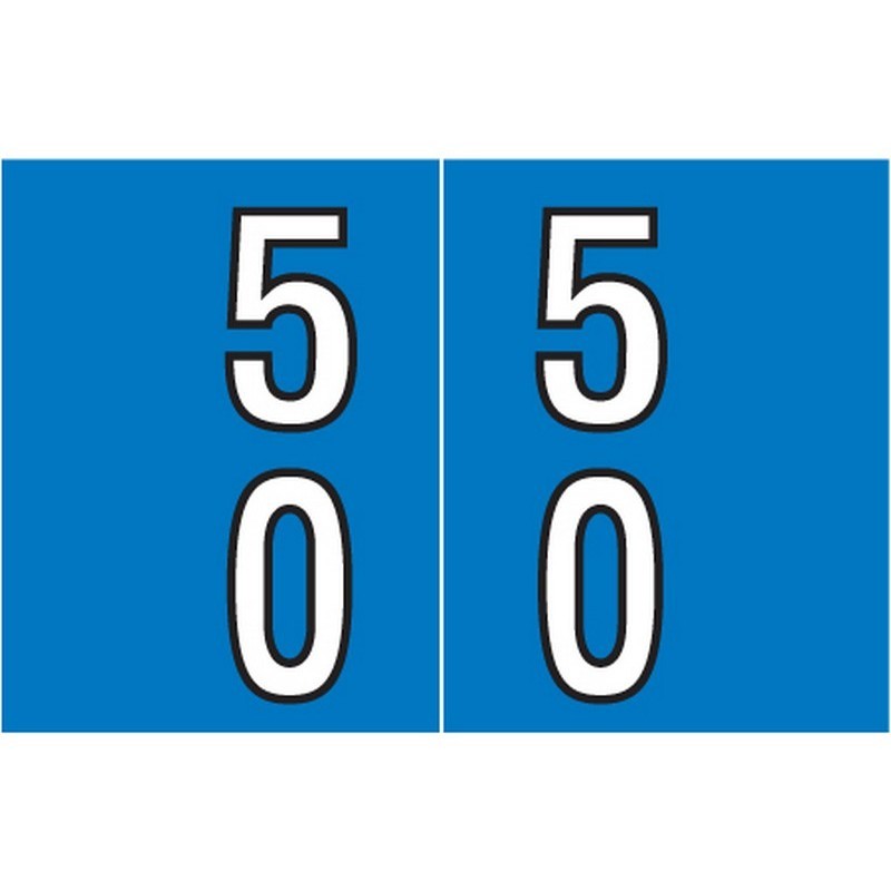 Barkley DBKM Compatible "50" Double Digit Labels, Laminated Stock, 1" X 1-1/2"
