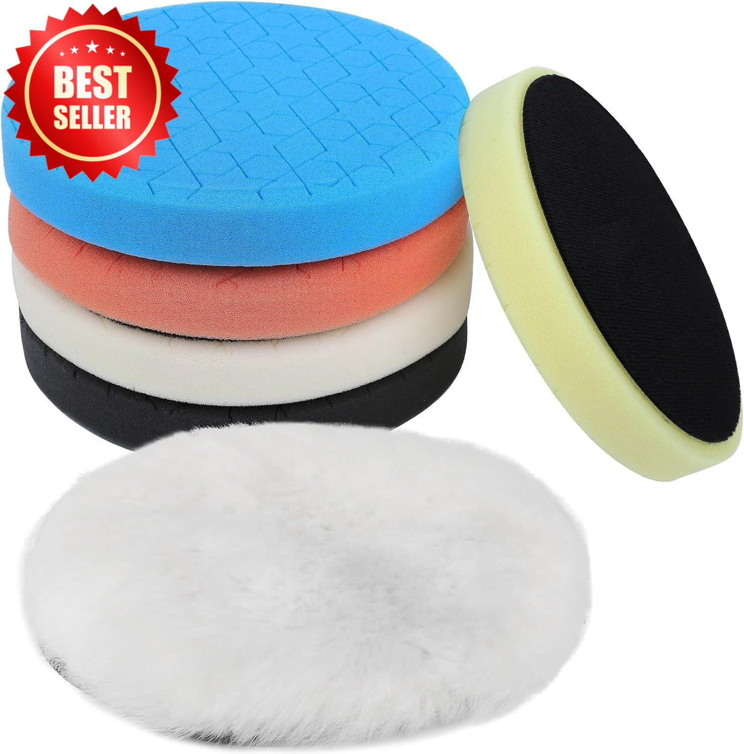 6 PC 6.5 Inch Buffing Polishing Pads Kit for 6 Inch Base Plate Auto US
