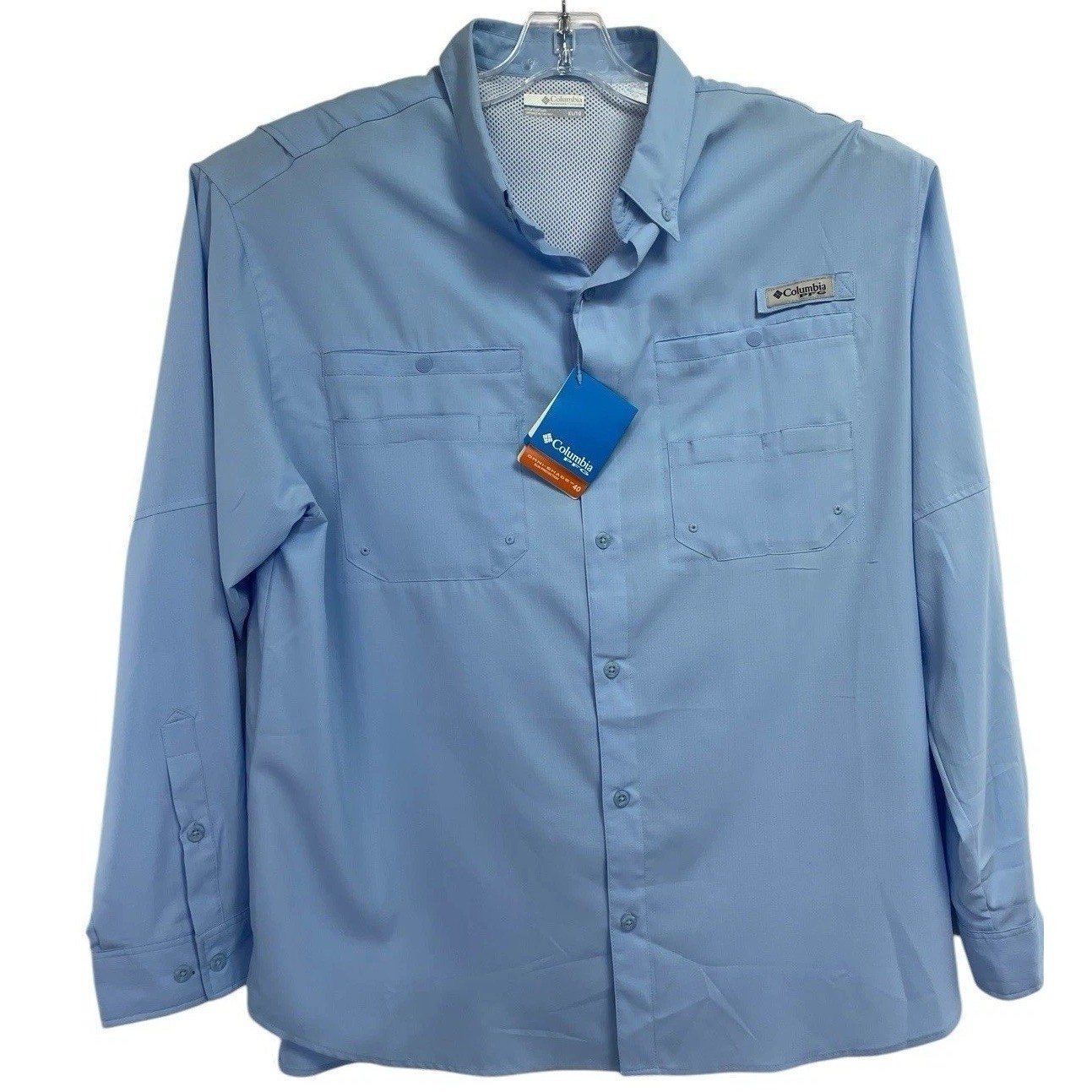 Columbia PFG Mens Sz XL Blue Button Down Vented Fishing Shirt (T29) NWTs