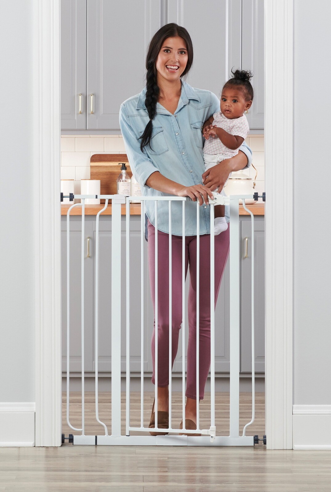 Extra Tall Walk Thru Baby Safety Gate 36 in Tall Doorway Hallway Bottom Pets New