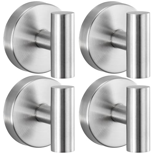 Heavy Duty Reusable Suction Cup Hooks for Shower - No Drill 4 Brushed Nickel