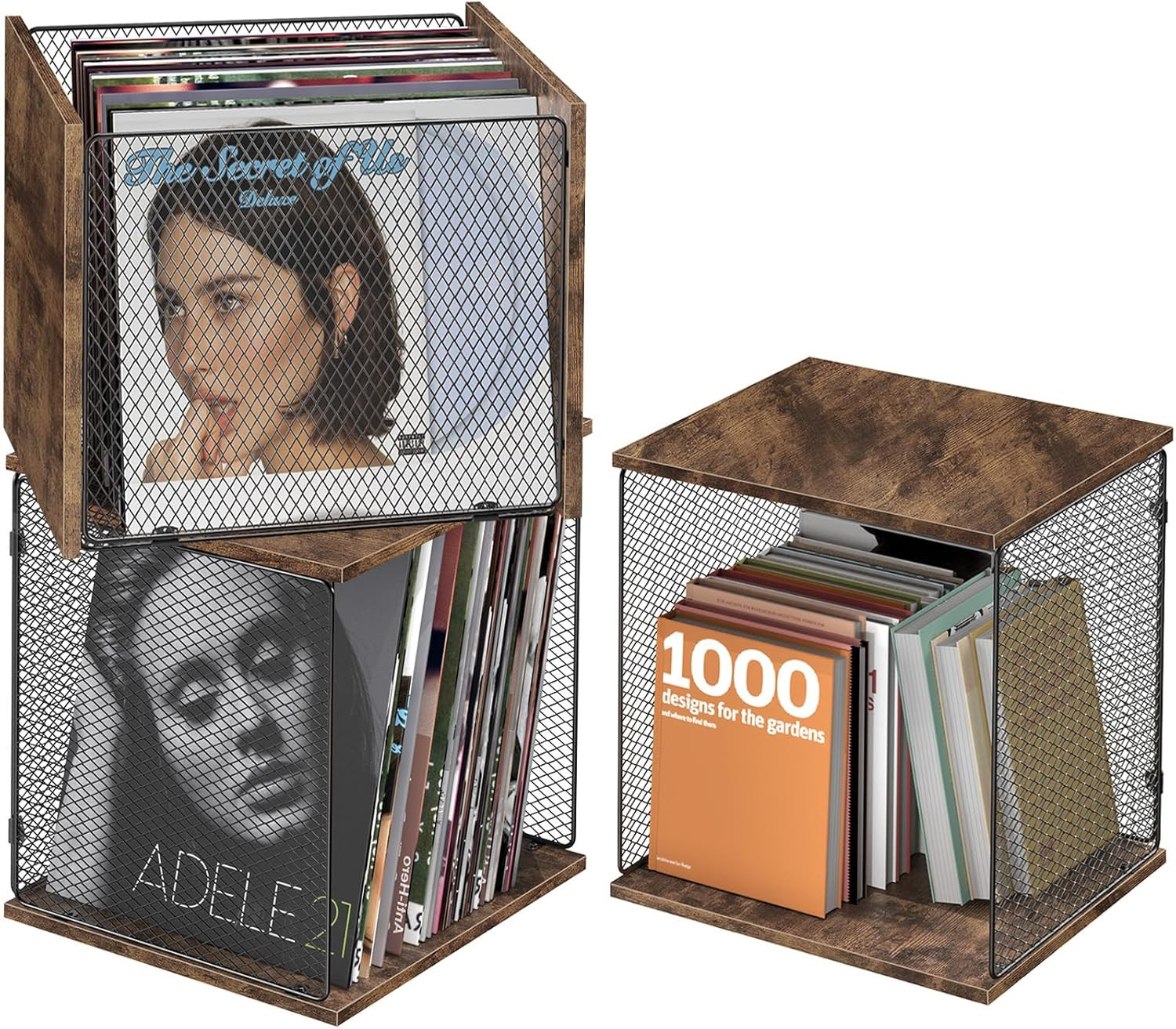 Vinyl Record Storage, DIY Stackable Album Storage Box, Holds 40-55 Records, Wood