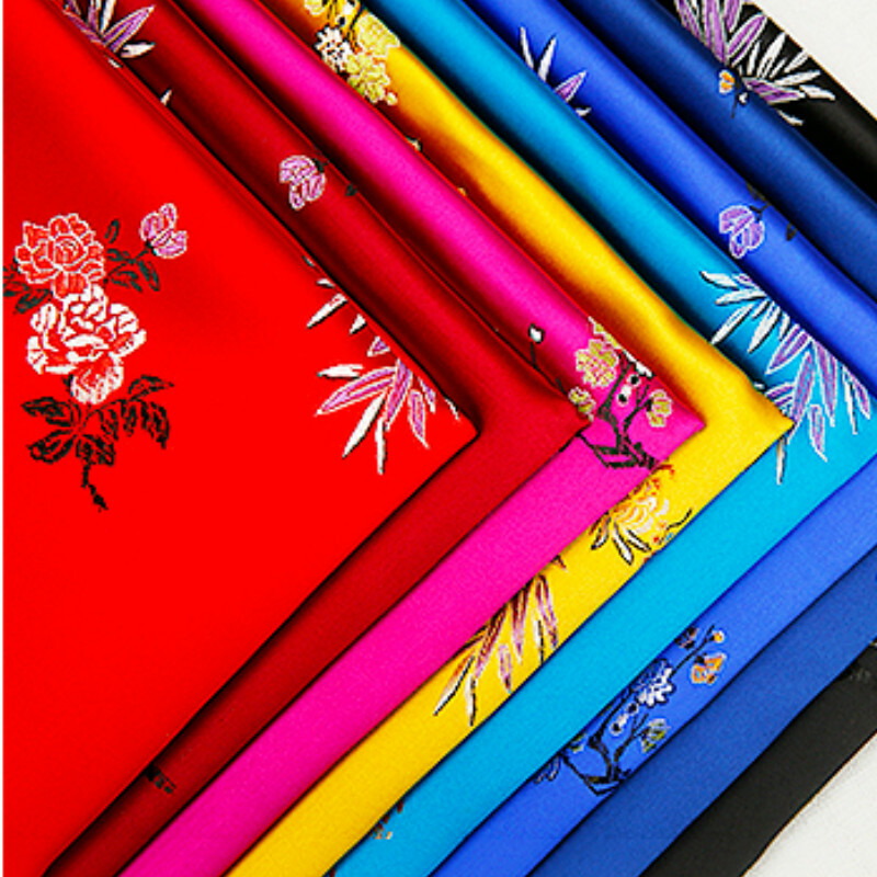Chinese Satin Fabric Jacquard Damask Brocade Hanfu Cheongsam Cloth By Metre