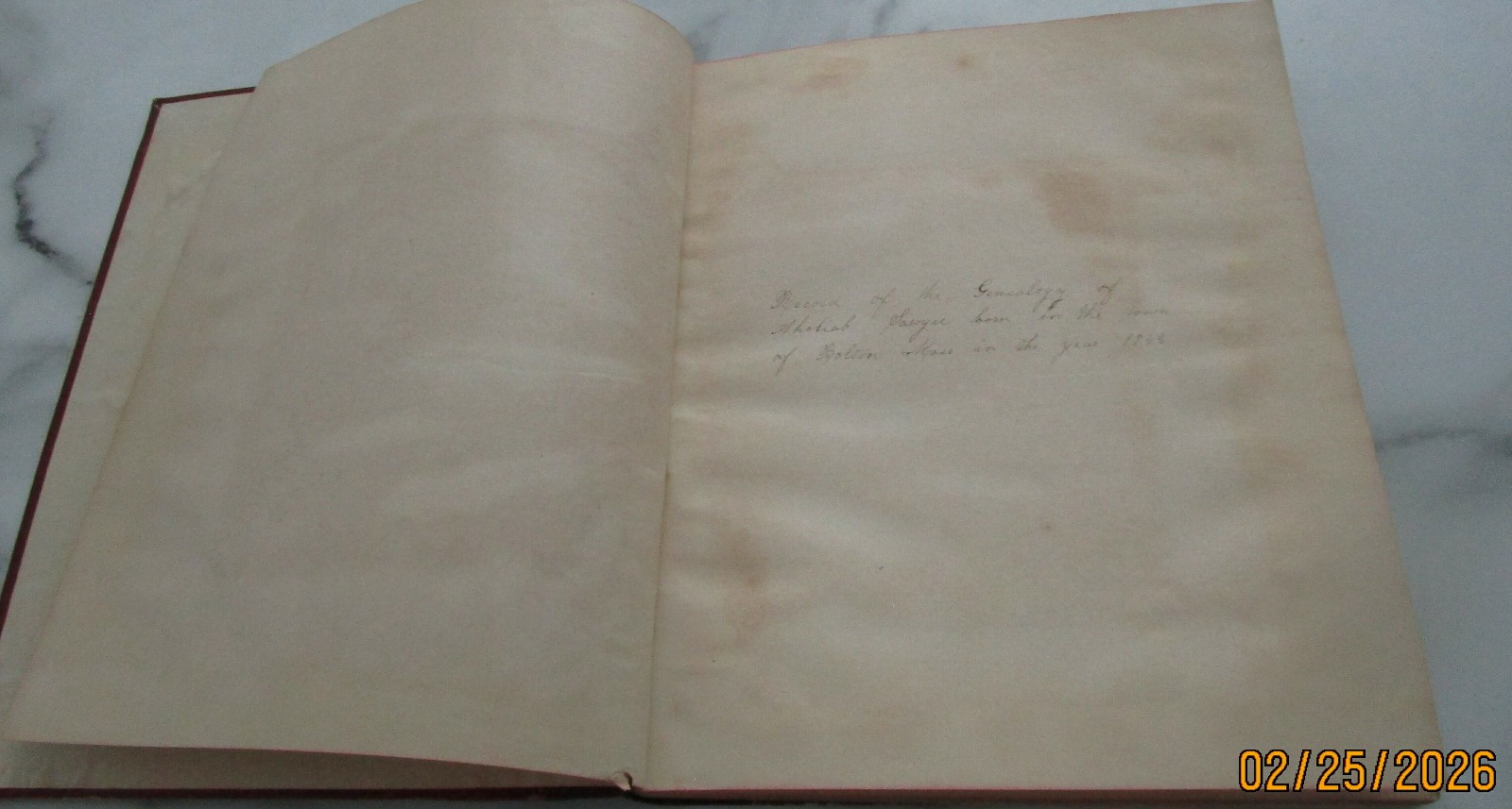 GENEALOGY AHOLIAB SAWYER BOLTON MASS 1743-1888 HANDWRITTEN FAMILY RECORDS 41 PGS