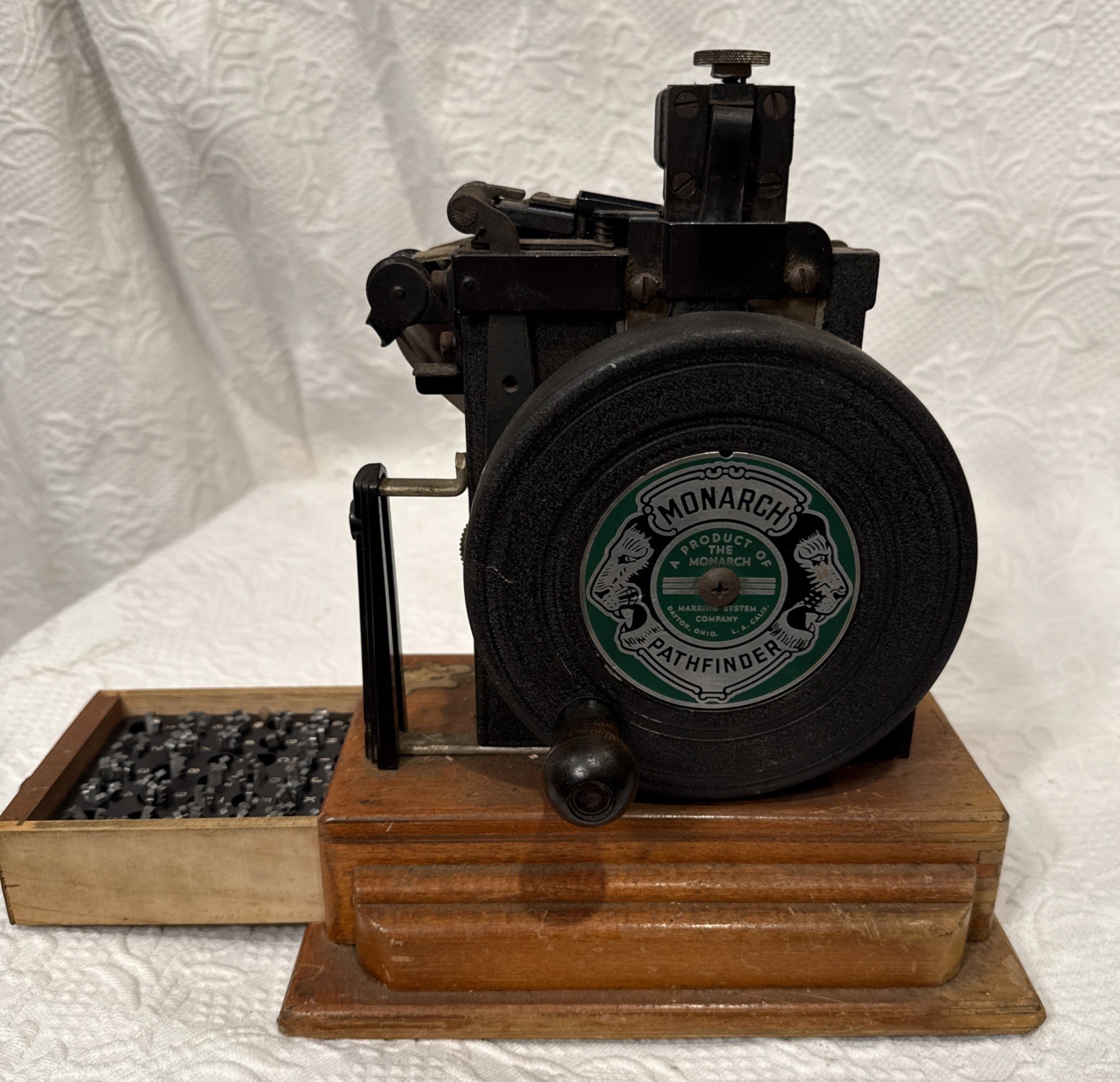 Antique "Monarch" Pathfinder Printing Machine with Type Set Almost Complete