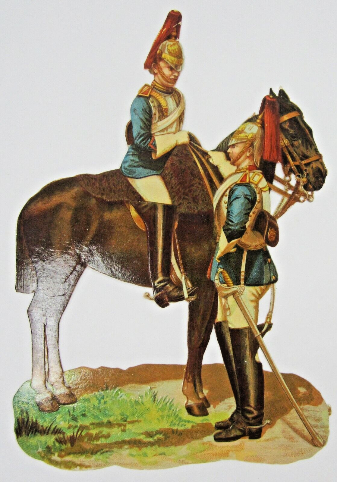 Antique Scrapbook Cavalry Officer Dress Uniform Horse Soldier Embossed Die Cut 