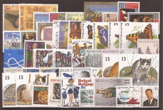 Belgium - Year set - 1993** - 44 stamps + 1 sheet - MNH