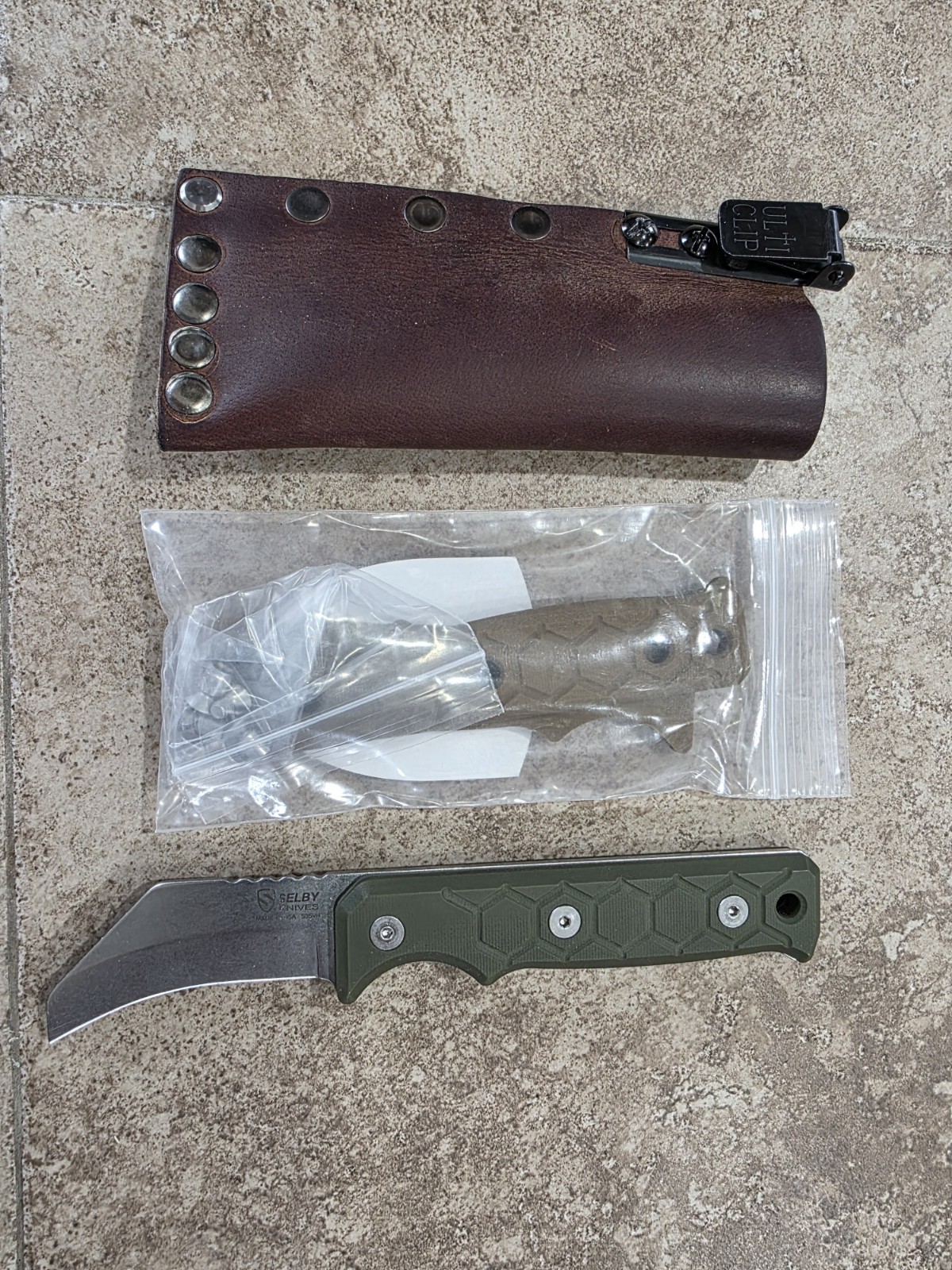 Selby Lineman Skinner Fixed Knife S35vn Stonewash Finish Leather Sheath