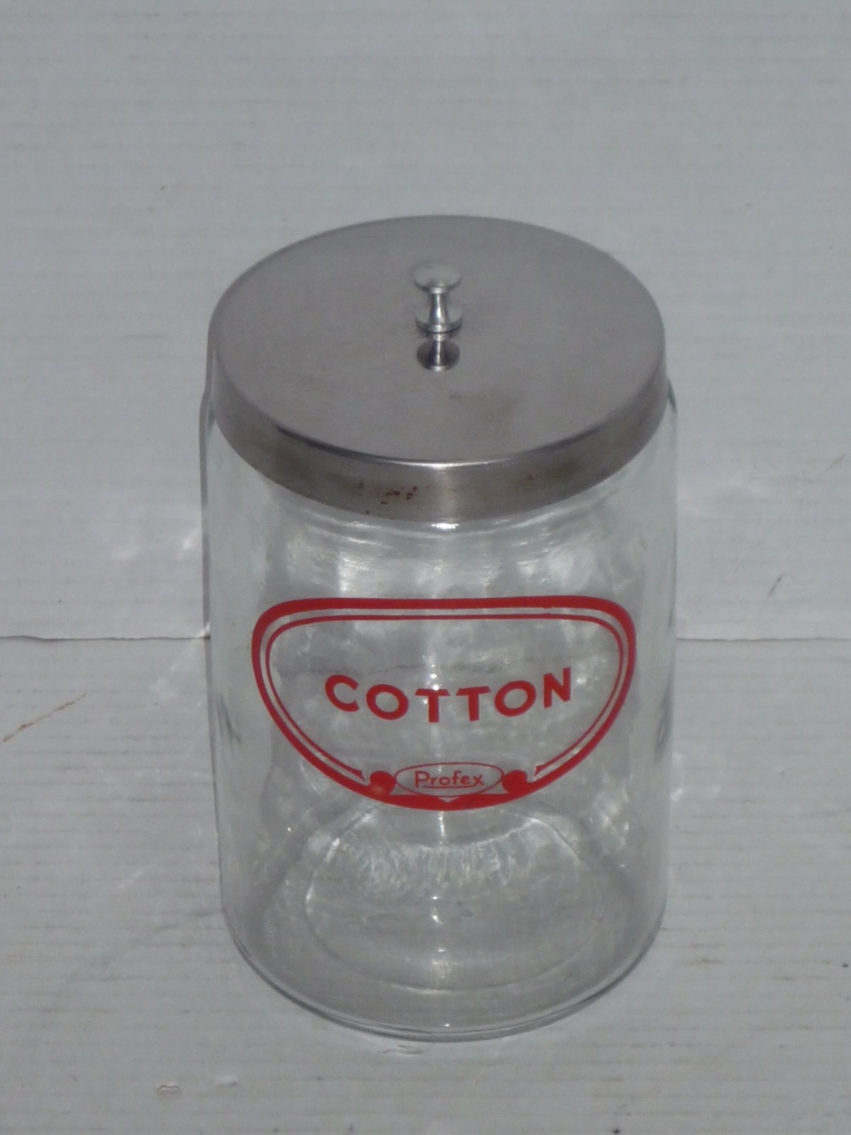 VINTAGE PROFEX COTTON APOTHECARY JAR WITH LID DOCTOR DENTIST CLEAN