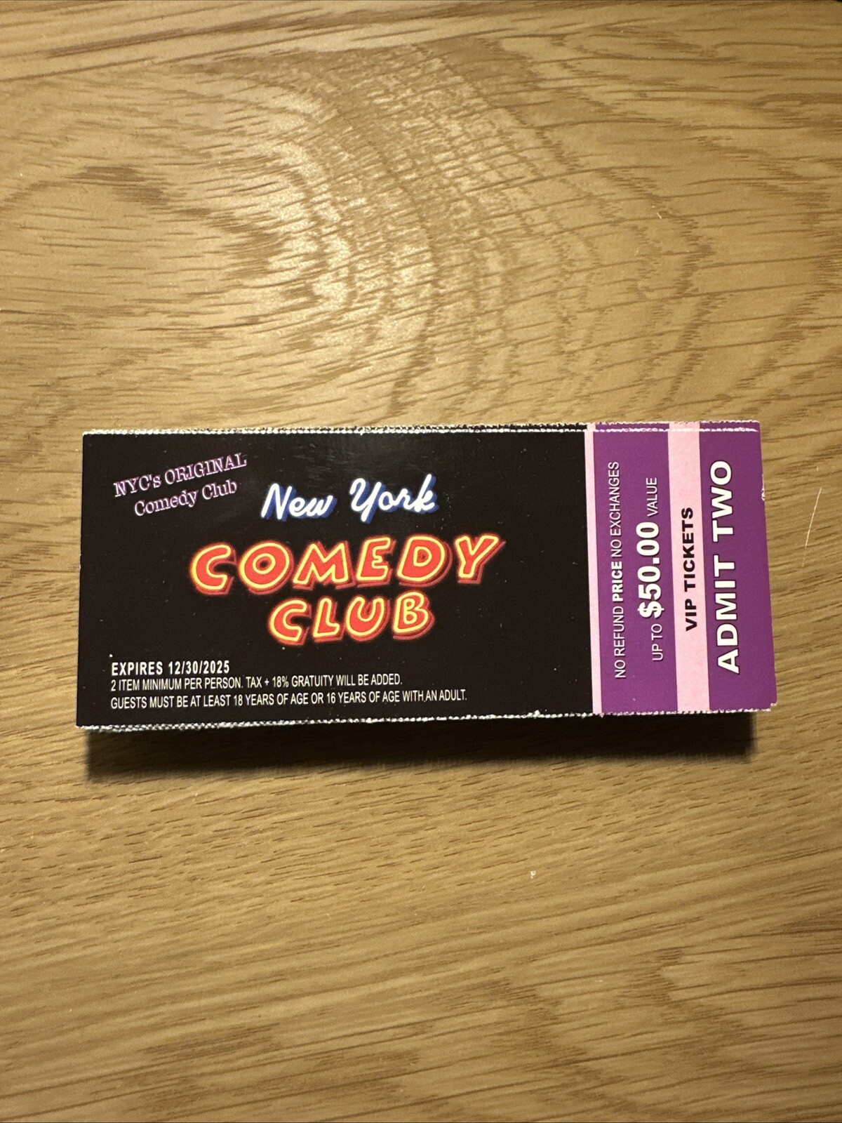 New York Comedy Club Tickets (Admit 2) $50 Value!