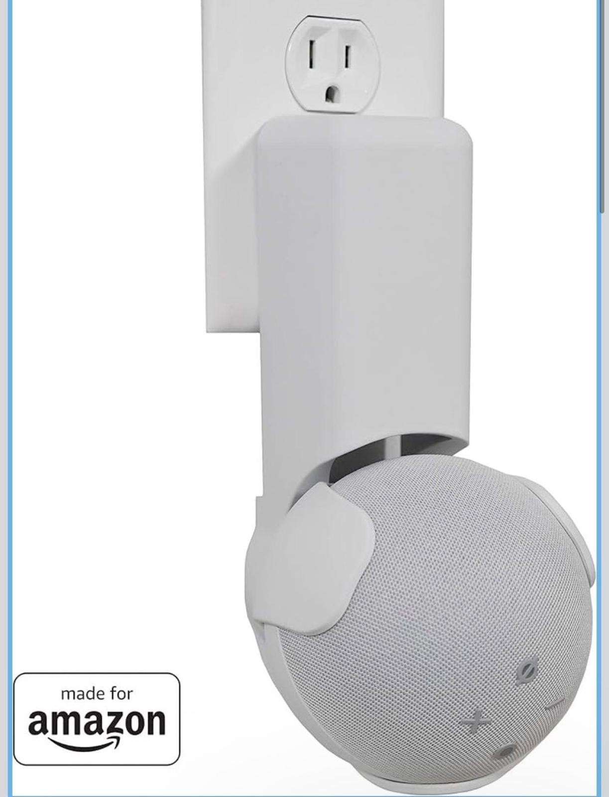 Wall Hangar Made For Amazon Echo Dot (4th generation) Wall Outlet Hanger White