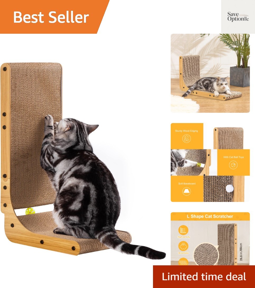 L Shape Cat Scratcher, 26.8 Inch Cat Scratchers for Indoor Cats, Protecting F...