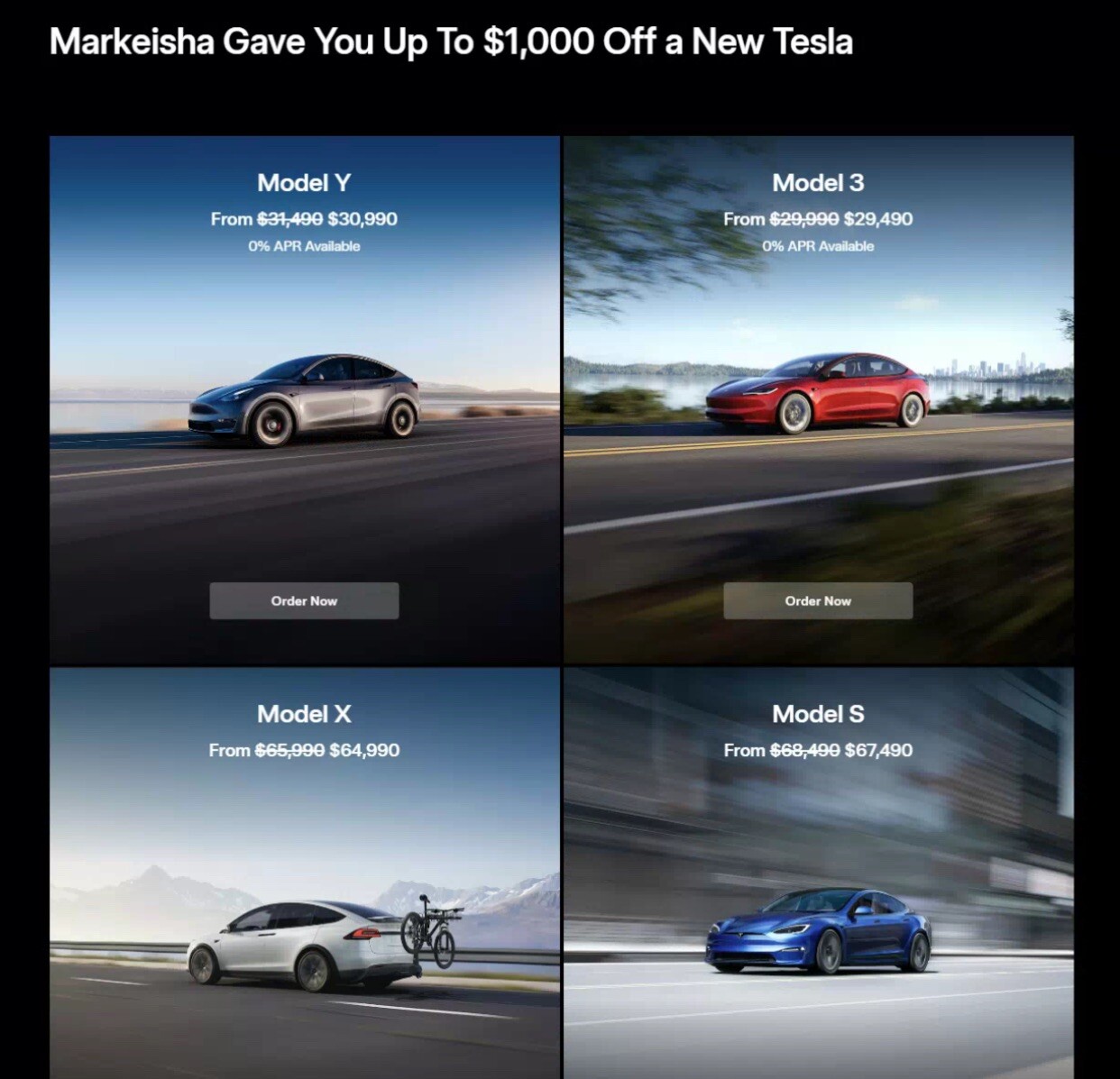 $1,000 OFF Tesla Referral for Model S, 3, X, & Y