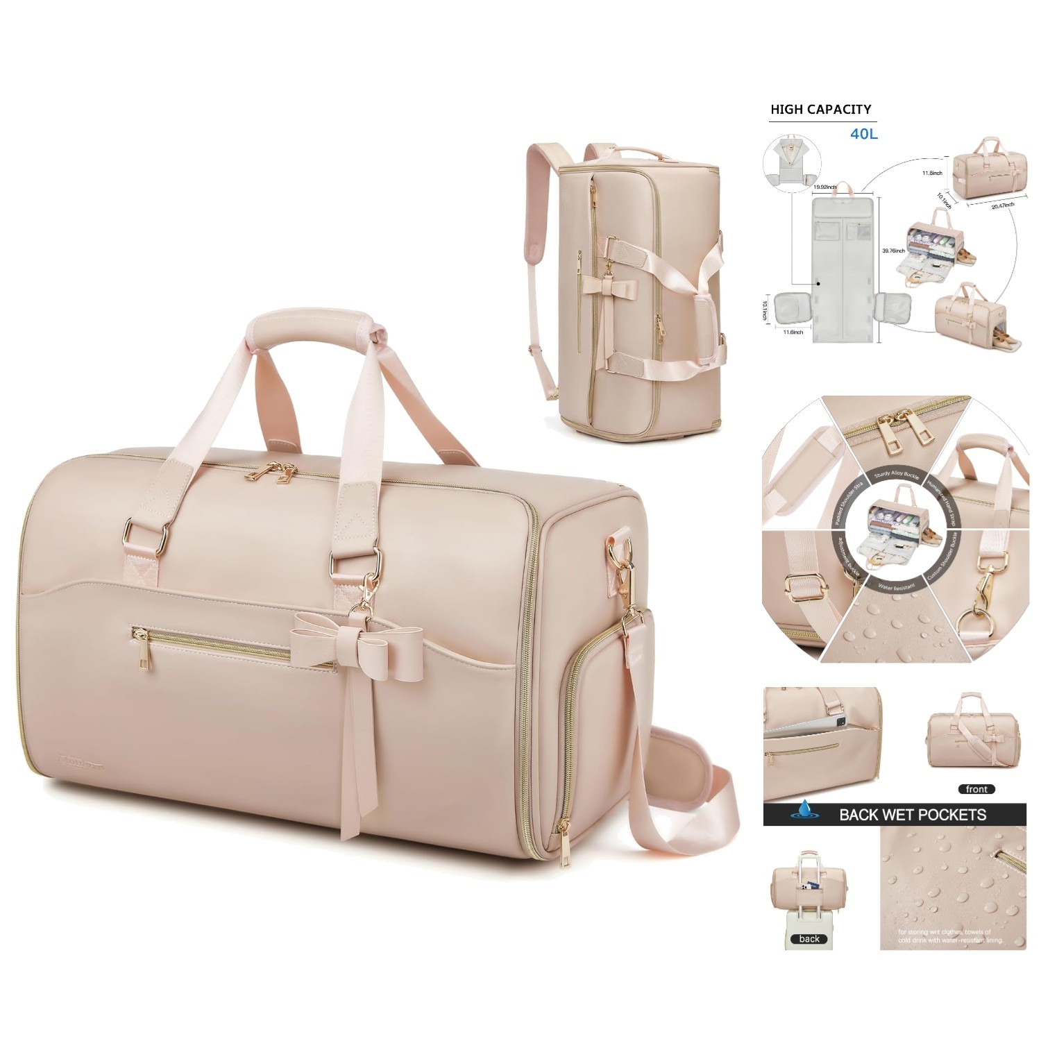 Convertible 3-in-1 Duffle Bag with Separate Shoe Compartment for Travelers