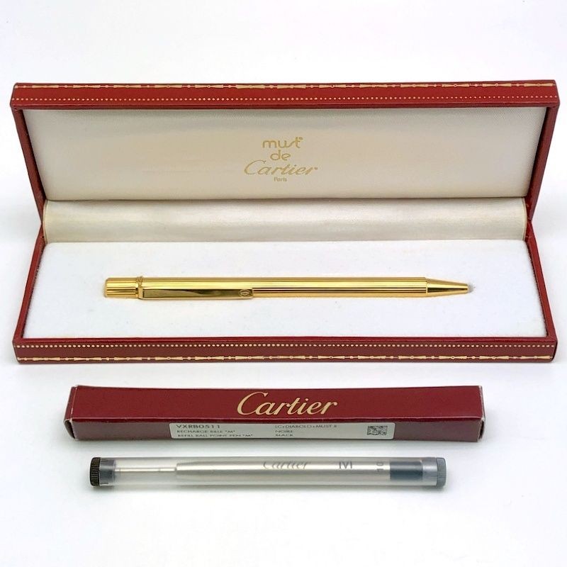 Cartier Must 2 De Gadroon Ballpoint Pen St150090 Gold Made In France  M
