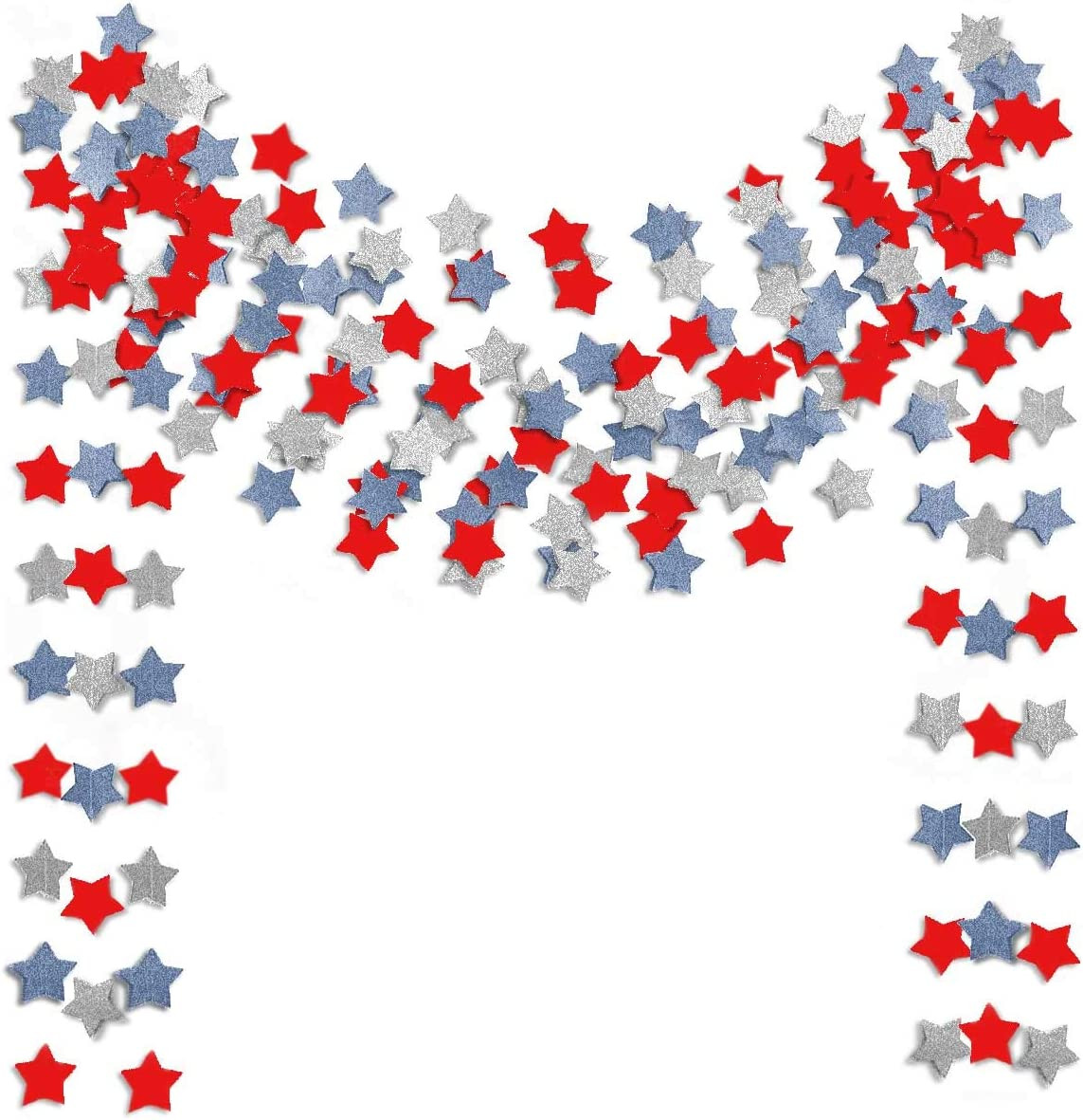 6 Pack Patriotic Star Streamers Garland Red White Blue Bunting Banner Paper Hang