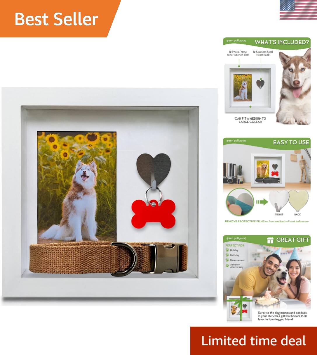 Heartfelt Dog Tag & Photo Shadowbox - 4" x 6" Opening for Cherished Memories