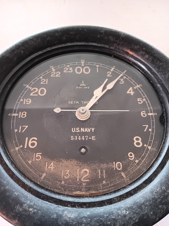 Seth Thomas WW2 Era 24 Hour US Navy Ships Clock Bakelite