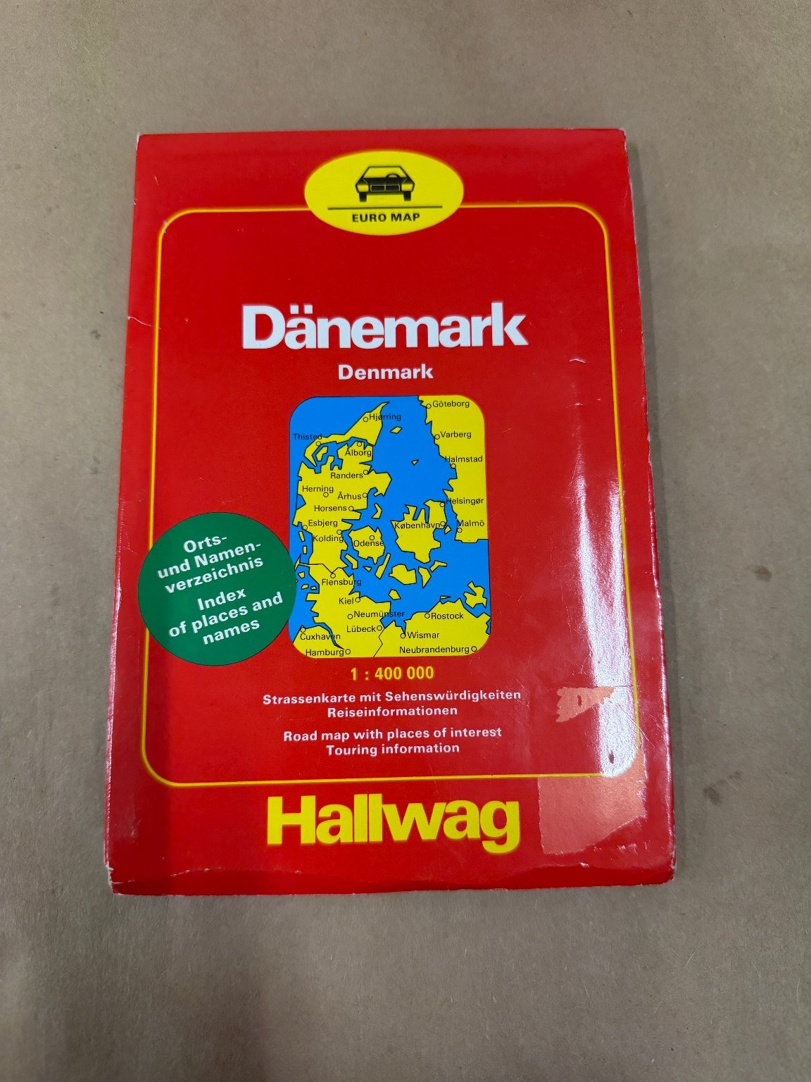 Hallwag EURO MAP Dänemark Denmark Road Map 1:400 000 Scale Touring Info