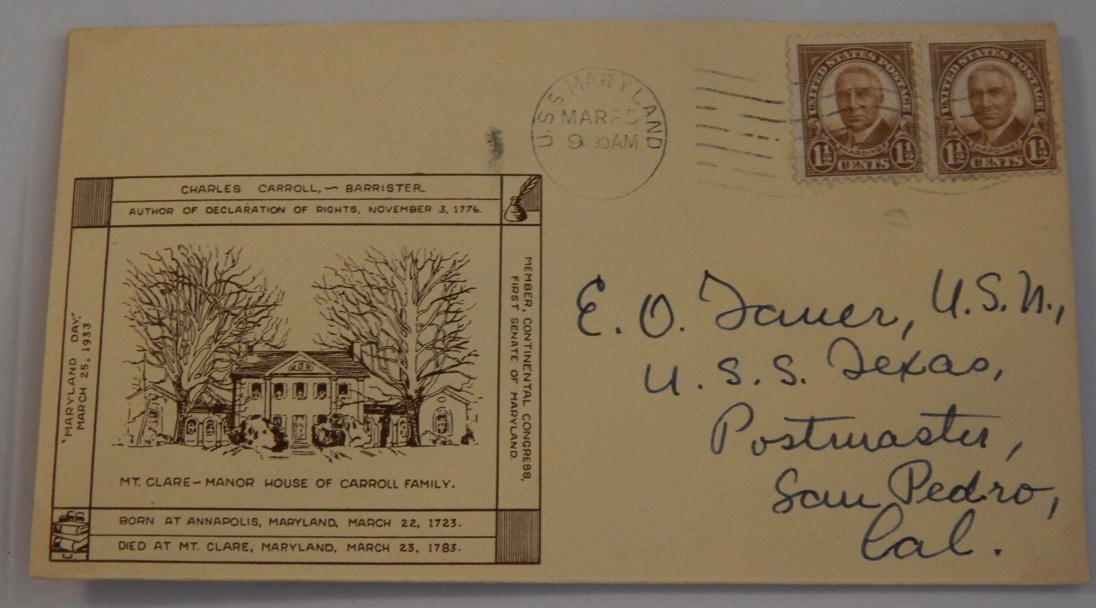 USS Maryland (BB 46) Maryland Day March 25 1933