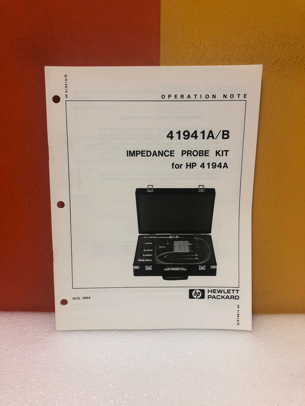 HP 41941-90000 Model 41941A/B Impedance Prob e Kit Operation Note Manual