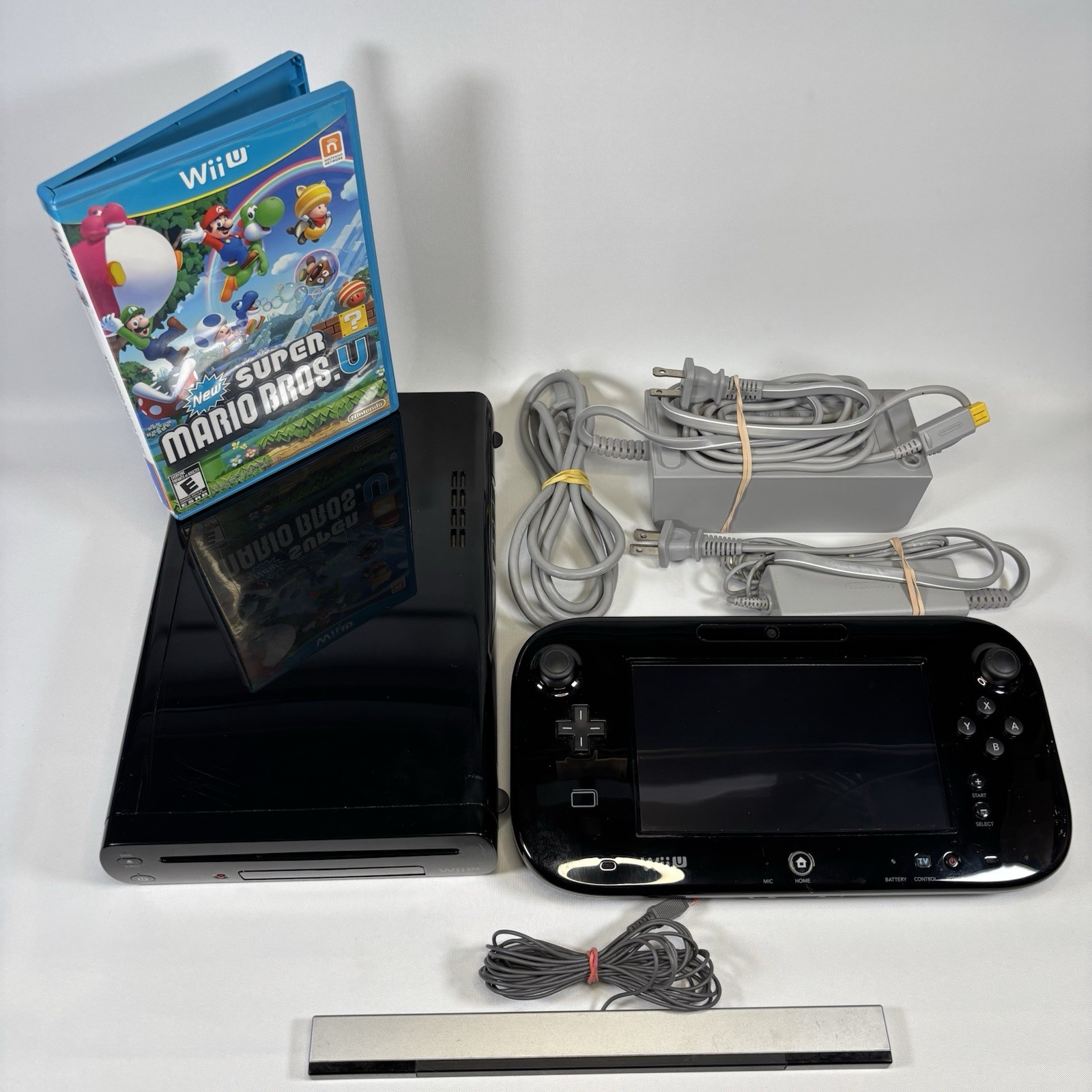 Nintendo Wii U Console, Gamepad, Stylus, Cords, New Super Mario Bros. U Game