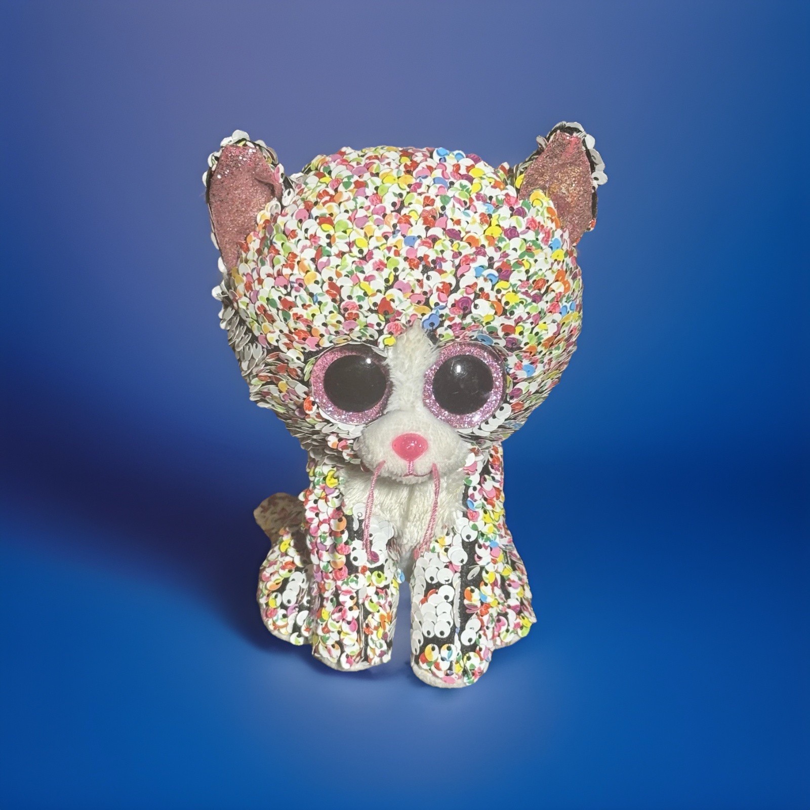 Ty Flippables Sequin Cat Plush Beanie Boo Multicolor Sparkle