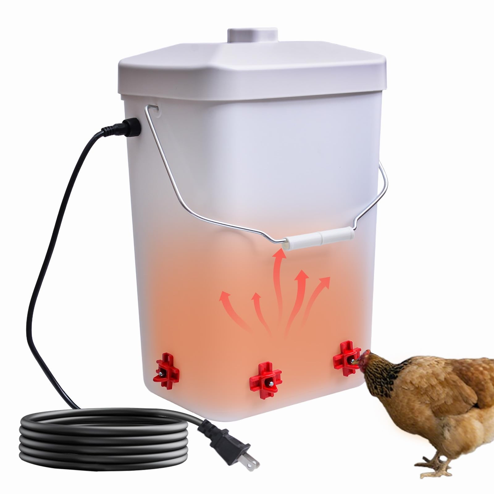 Heated Chicken Waterer 3 Gallon,Chicken Water Heater with Thermostat Control,...