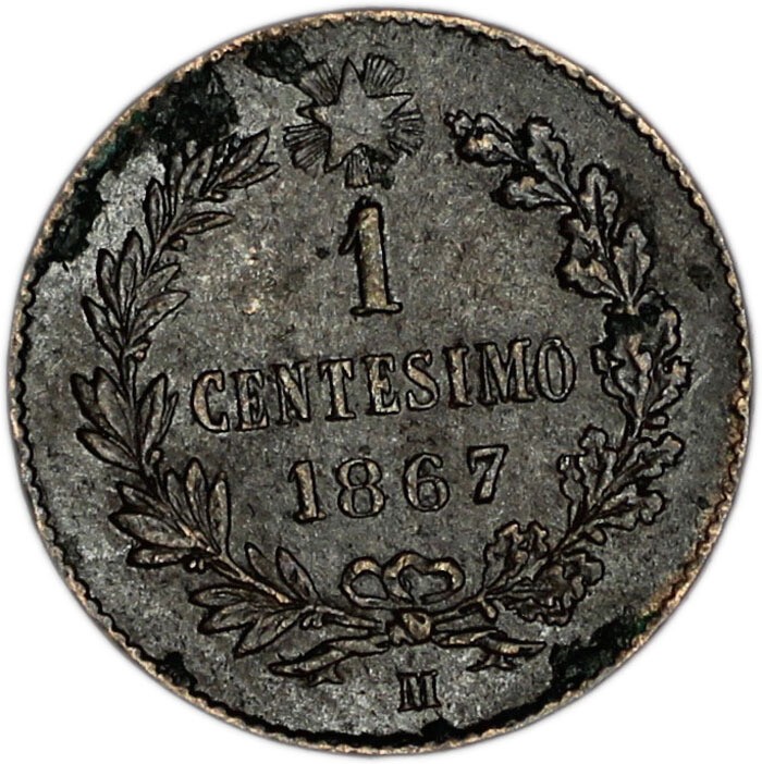 ITALY coin 1 Centesimo 1867 M XF Extremely Fine