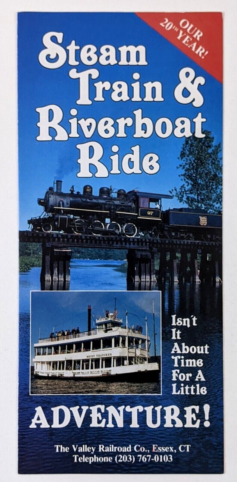 1991 Essex Connecticut Steam Train Riverboat Ride Schedule VTG Travel Brochure