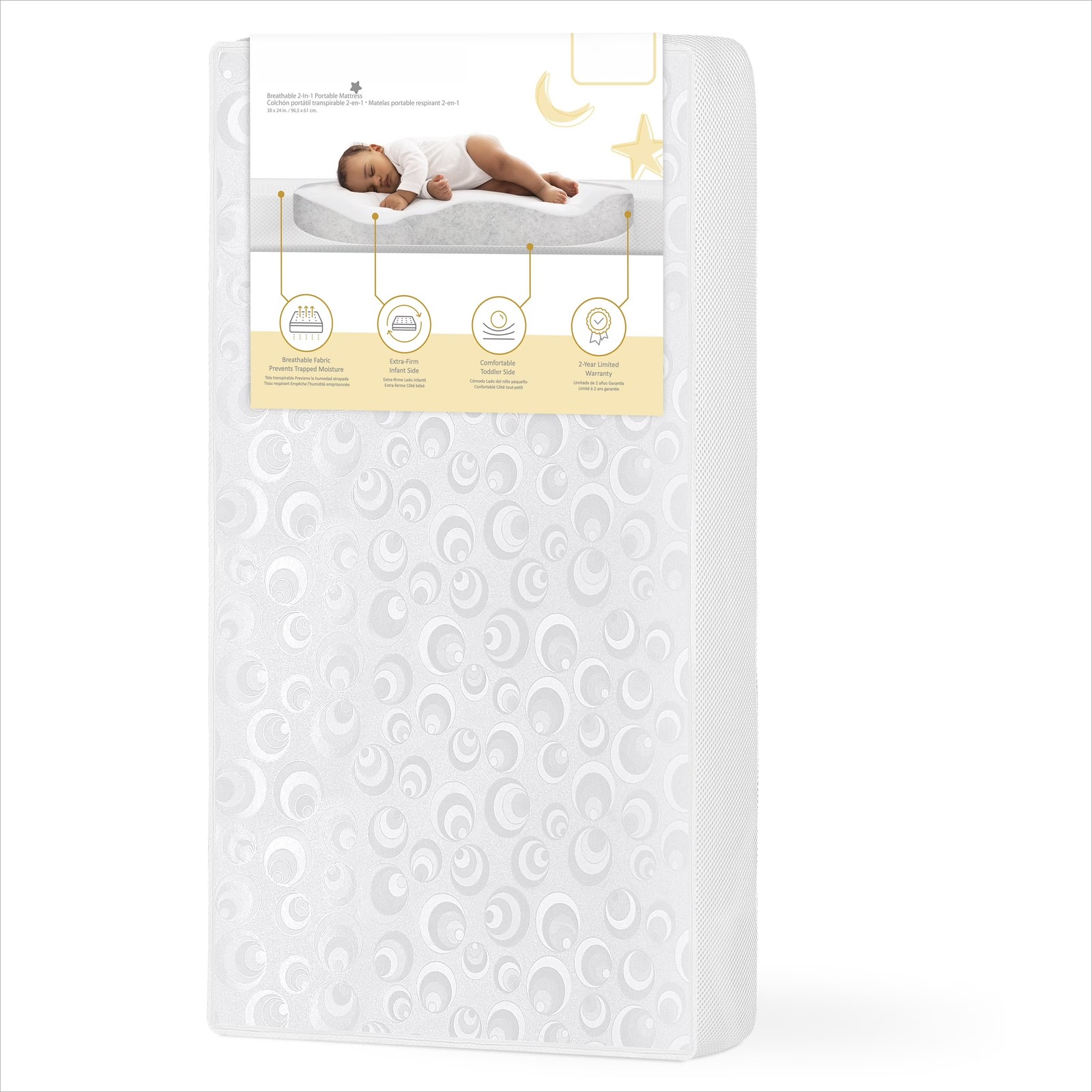 2-In-1 Breathable Foam Two-Sided 3" Mini/Portable Crib Mattress