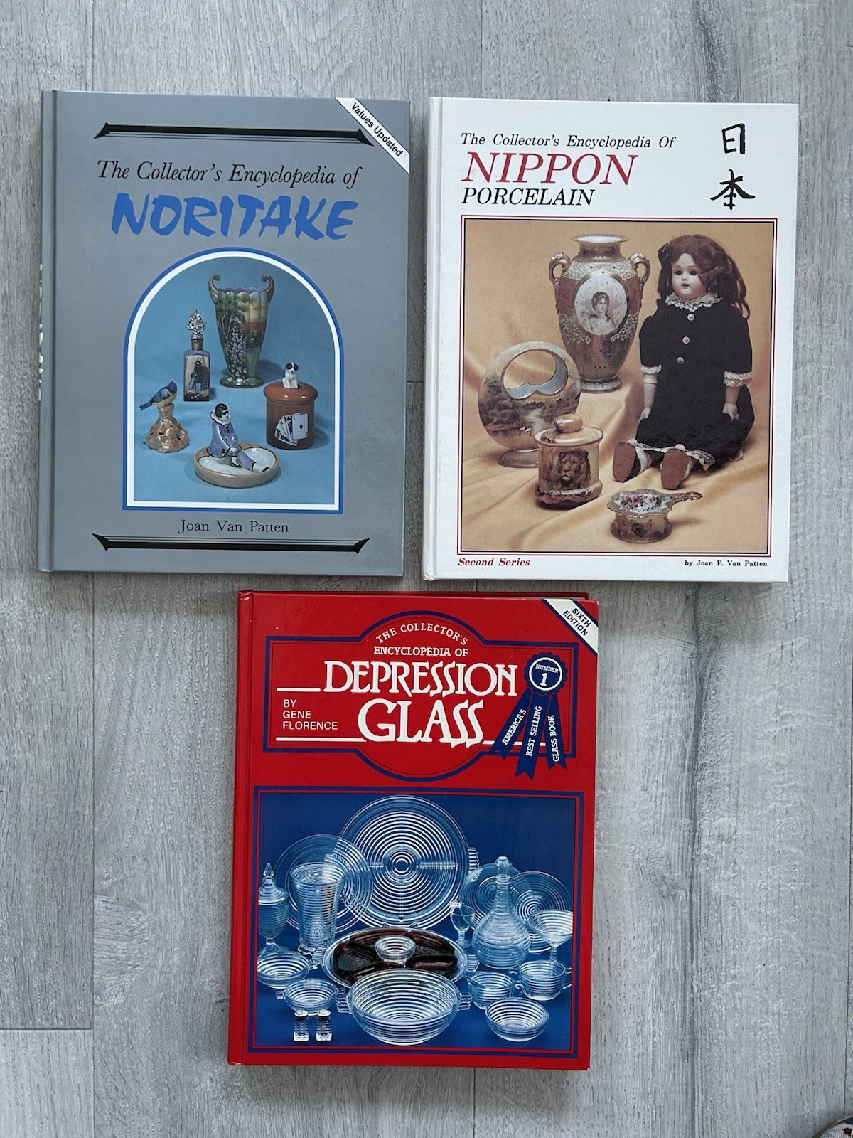 Lot of 3 Books - Collector’s Encyclopedia of Noritake, Nippon, Depression Glass