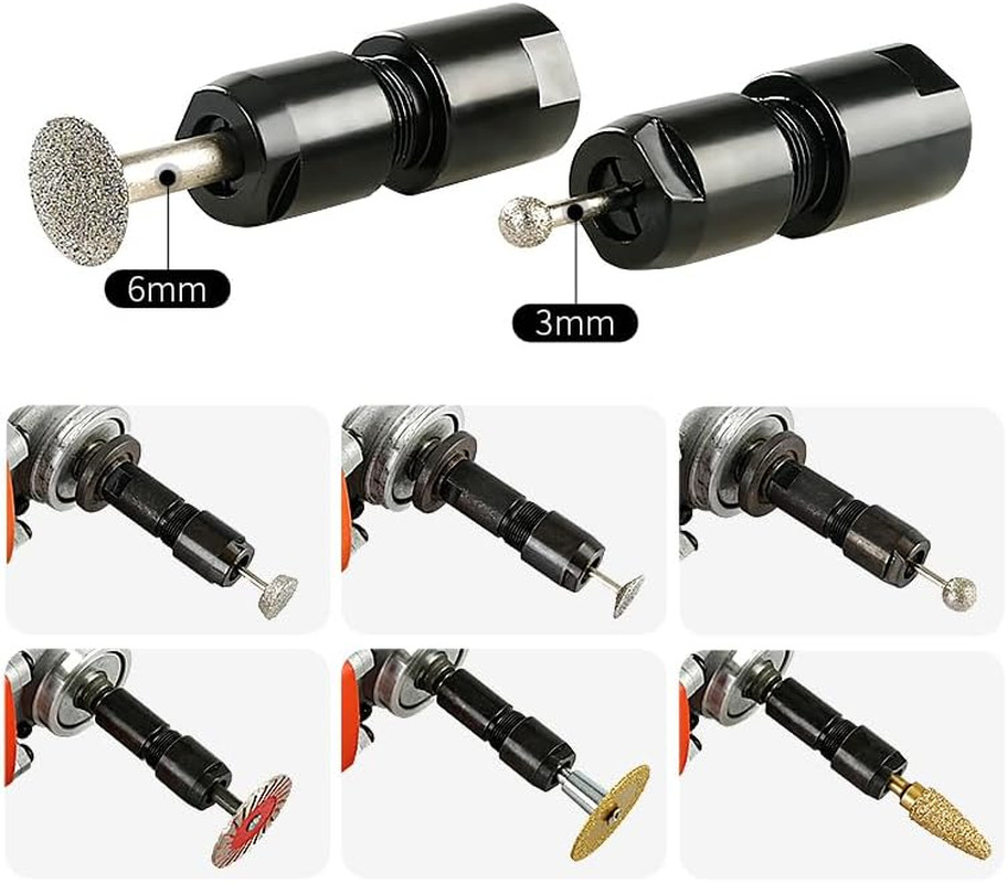 3mm&6mm Angle Grinder to Straight Chuck Adapter (5/8-11 Arbor) - Metal/Wood/S...