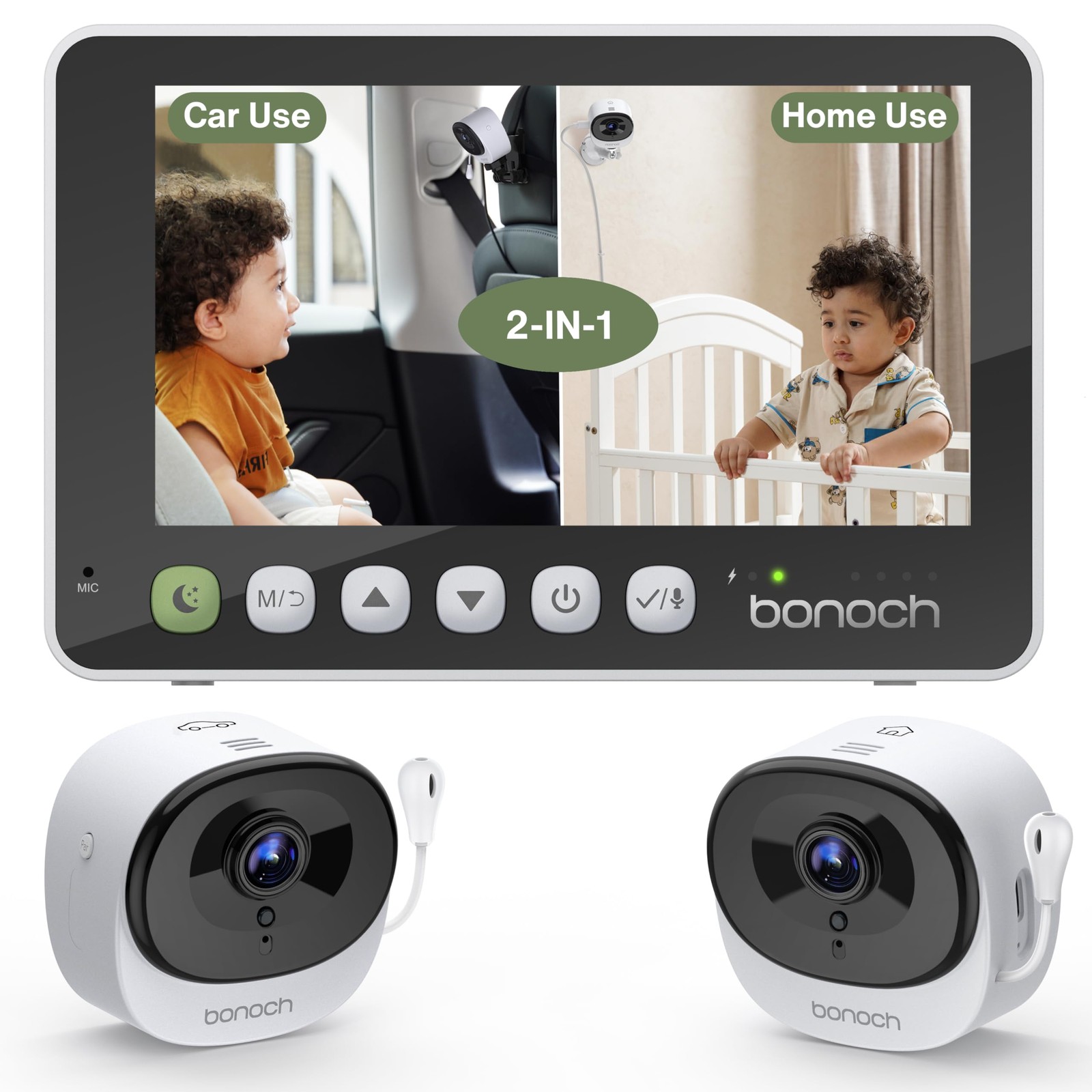 2in1 Baby Monitor with 5" HD Display, Wireless Cameras, Night Vision & 360°