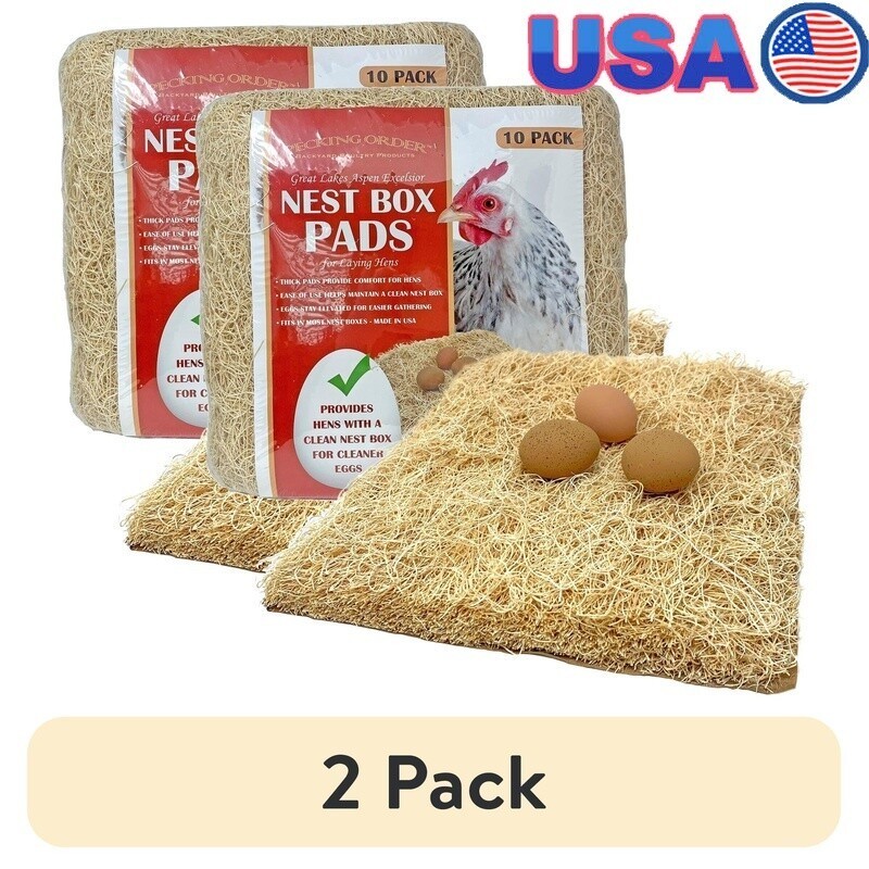 Chicken Nest Box Pads 10 Pack Natural Bedding Excelsior Wood Fiber Easy Clean US