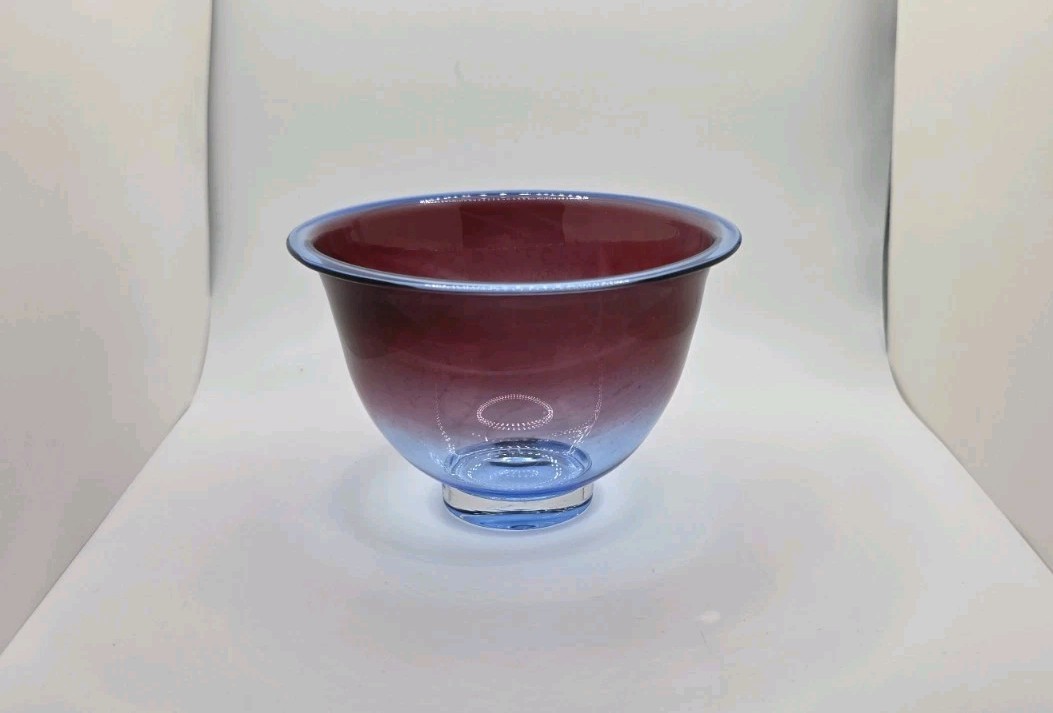 Orrefors Nils Landberg Sommerso glass Small bowl red purple ombre nu 3300 1950s