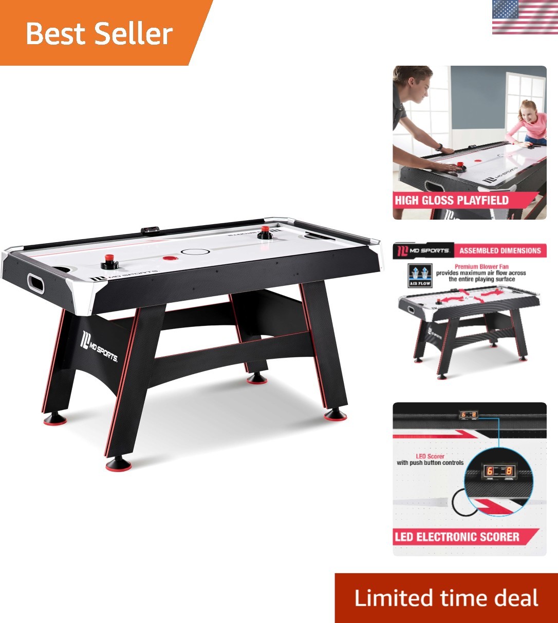 Elegant 5 Ft. Air Hockey Table with LED Scorer - For Engaging Home Entertainment