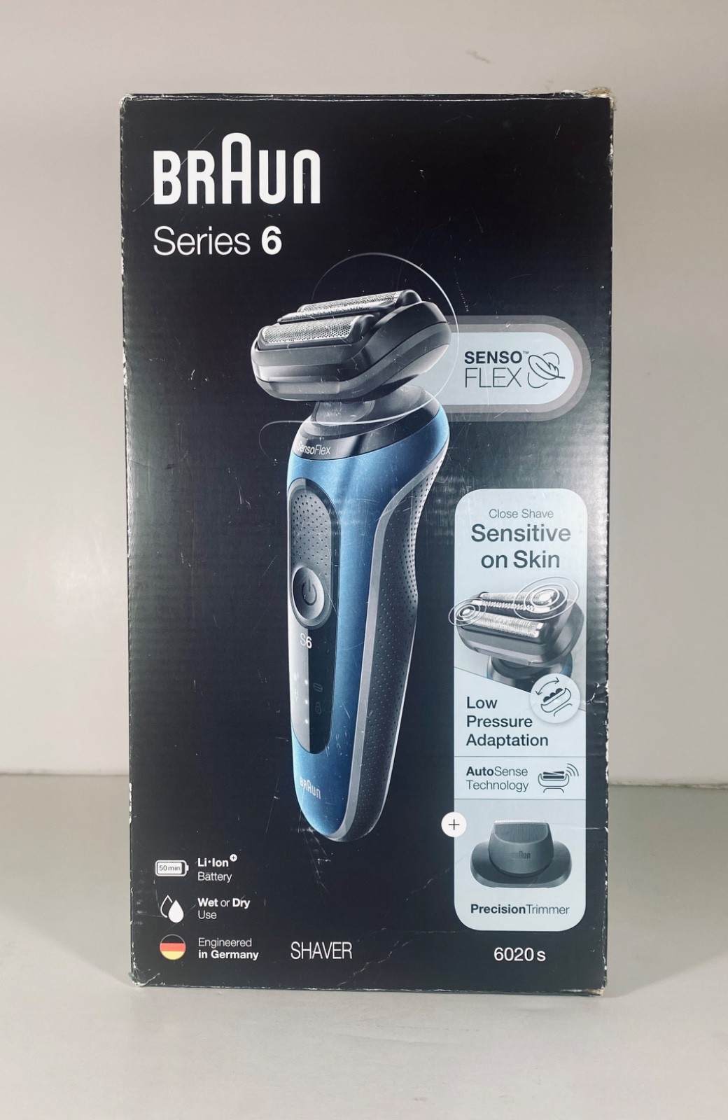 BRAUN Series 6 Shaver 6020s, Electric Razor Kit For Men, Wet/Dry, Cobalt Blue