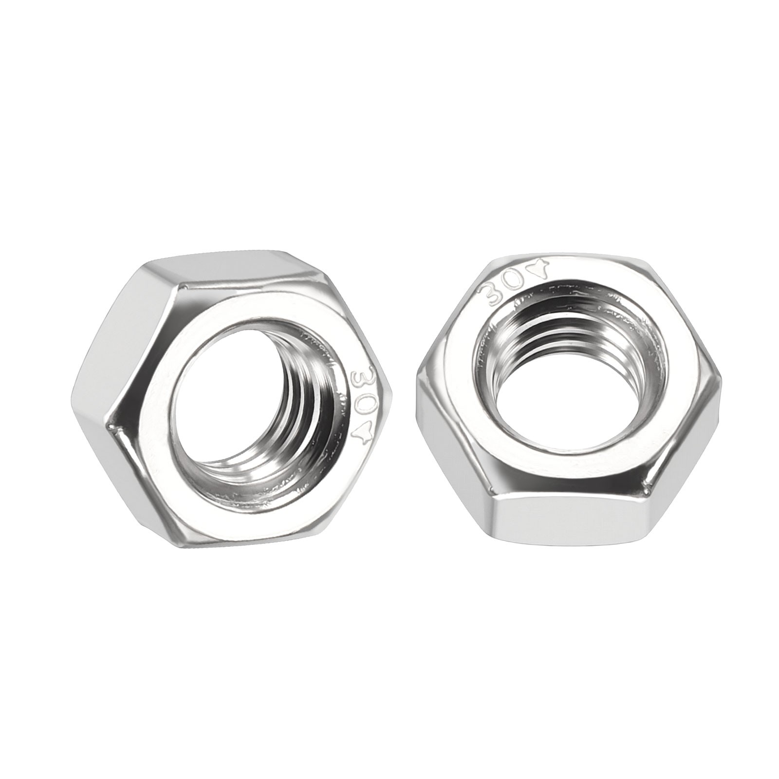 90pcs Hex Nuts - [5/16"-18] 304 Stainless Steel 18-8 Hardware Nuts, Silver