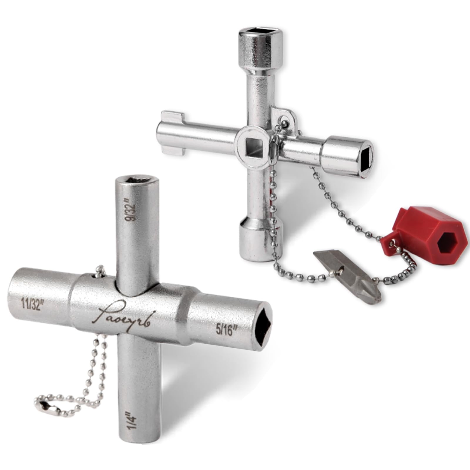 Paoeyrb 2 Pcs Water Key, Premium Silcock Key 4 Way, Multifunctional Water Key...