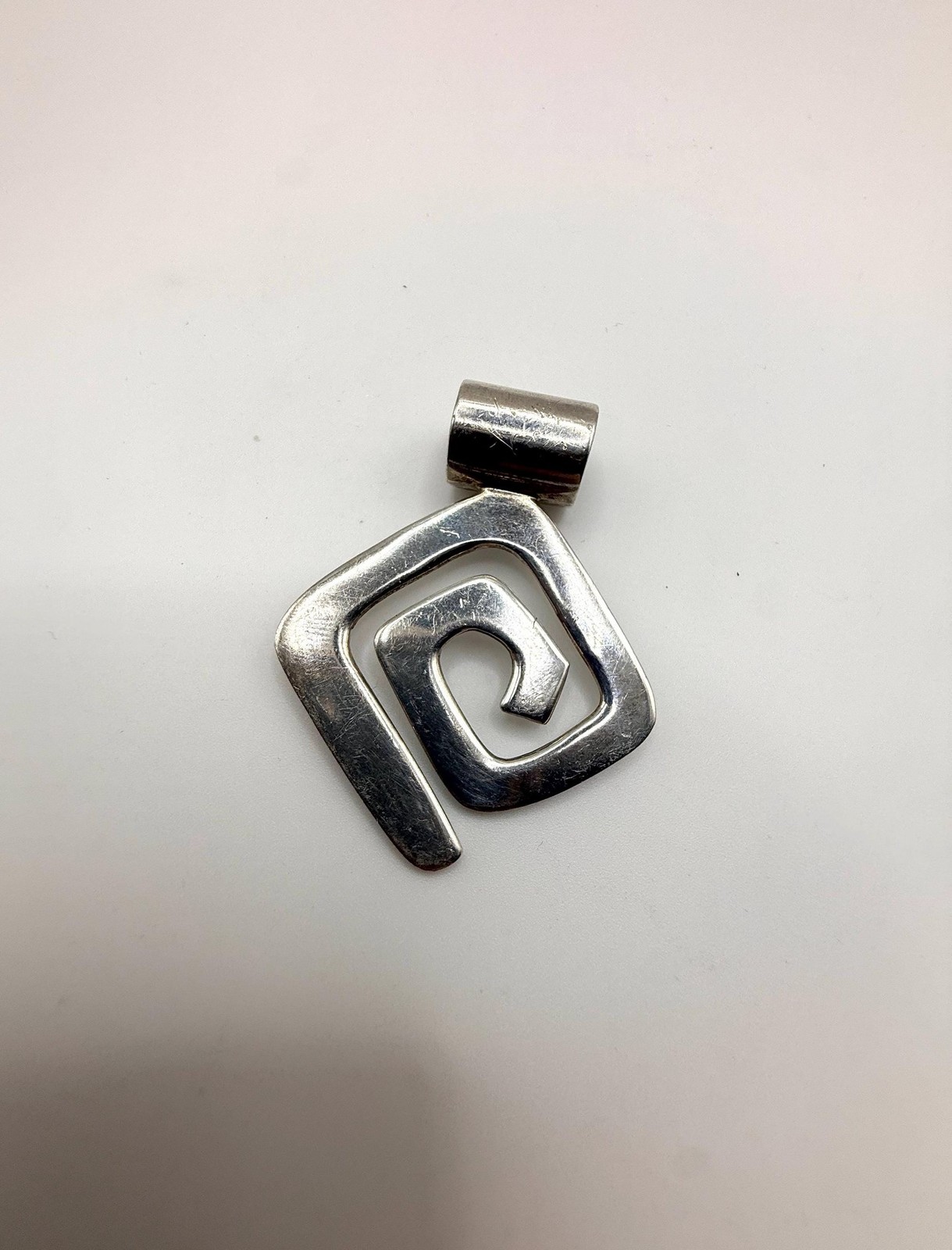 Vintage Silpada 925 sterling silver large spiral square Pendant