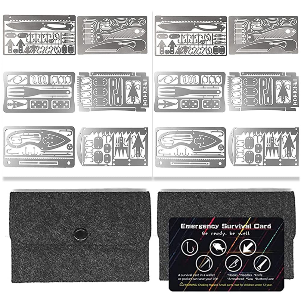 12 Pcs Survival Multitool Card Camping Tool EDC Kit in Your Wallet Outdoor Hu...