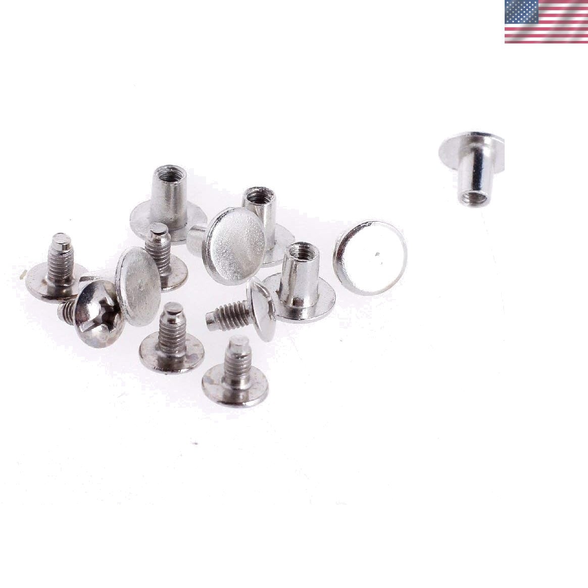 100 Sets Silver Chicago Screw Fasteners - 5/16" Diameter for Leather Crafting