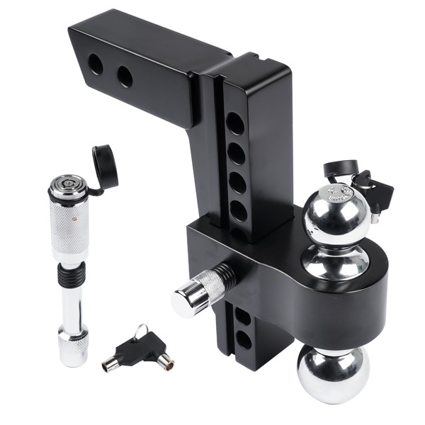 Adjustable Aluminum Trailer Hitch Fits 2-inch Receiver Solid Tube Hitch 12500LBS