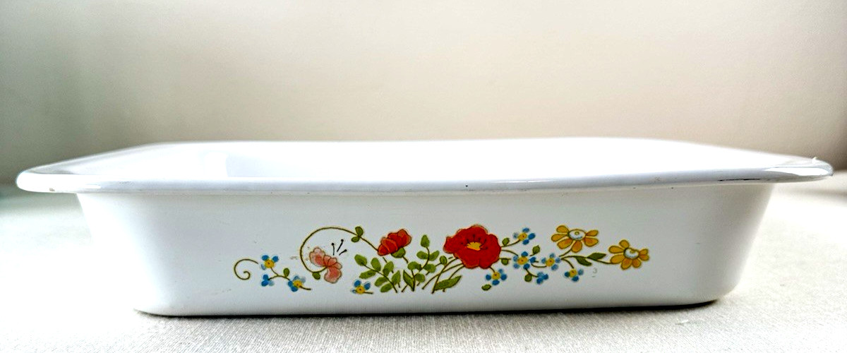 Vintage Large Corning Ware A-21  Casserole WILDFLOWER 12 1/4" x 10 1/4" x 2 1/4"