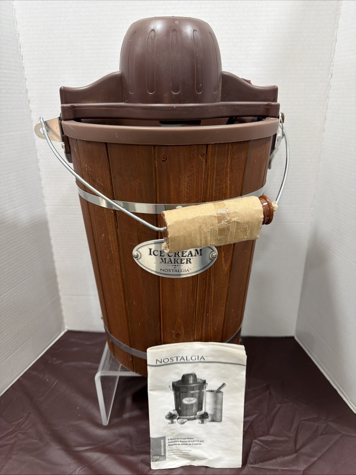 Nostalgia Ice Cream Maker 6 Qt Electric Vintage Wood Bucket Frozen Yogurt Gelato