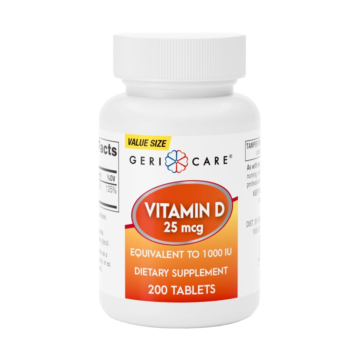 GeriCare Vitamin D-3 25 mcg (1,000 IU) 200 Count (Pack of 1), D 25mcg 