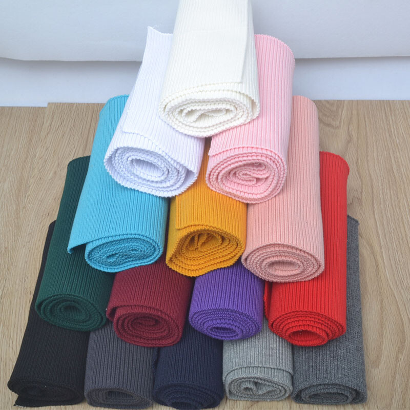 Cotton Stretch Knit Neckline Cuff Waistband Rib Trim Ribbed Sweater Fabric Cloth