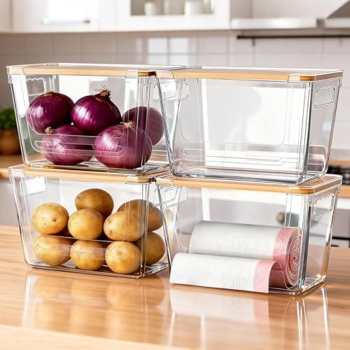 Garbage Bag Dispenser, Under Sink for Kitchen, Cabinet, Laundry 4 Pack Clear